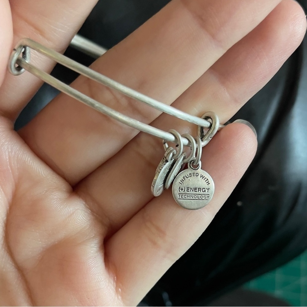 Silver tone sideways cross Alex and Ami adjustable bracelet - Picture 4 of 6